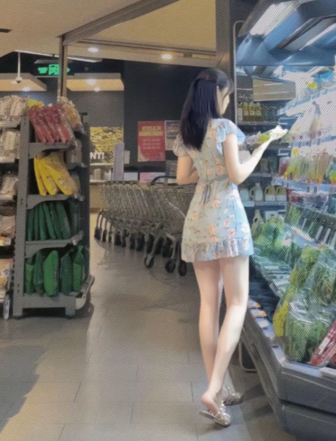 超市闲逛的漂亮美女令男人心动